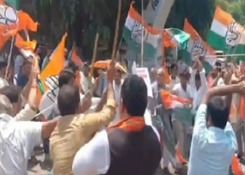 पीएम मोदी को अपशब्द के विरोध में भाजपा का हल्लाबोल, कांग्रेस प्रदेश मुख्यालय ने घुसकर तोड़फोड़