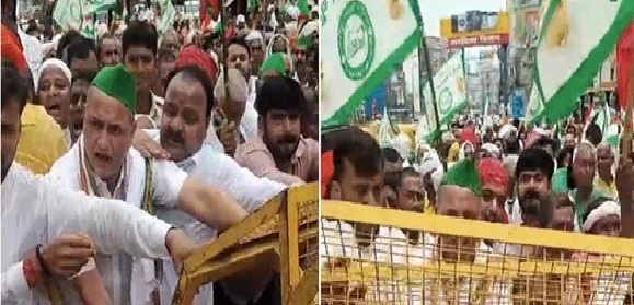 पटना में किसानों और पुलिस के बीच झड़प, सीएम आवास जाने से रोका, मचा बवाल