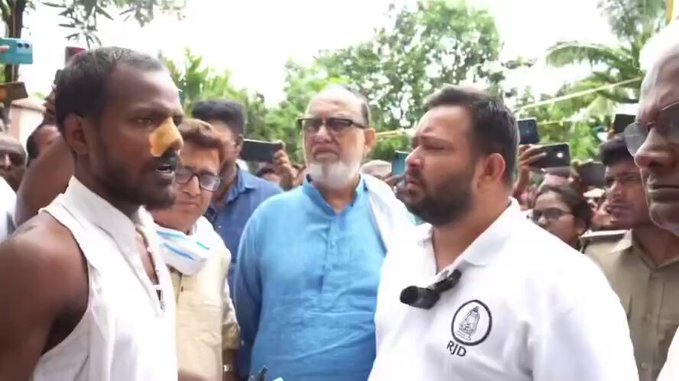 यूट्यूबर से मारपीट मामले में मंत्री जीवेश मिश्रा पर FIR, दरभंगा में पीड़ित के साथ थाने पहुंचे तेजस्वी