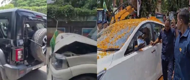 स्वास्थ्य मंत्री निशांत कुमार के काफिले में हादसा………..